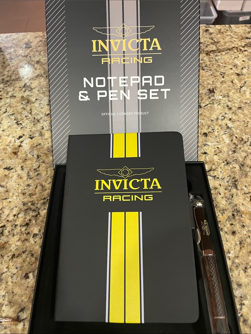 Invicta Racing Notepad & Pen Set - Black and Yellow
